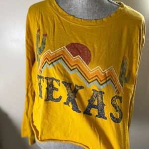 Texas Long Sleeve Crop Tshirt in XL Golden Cactus